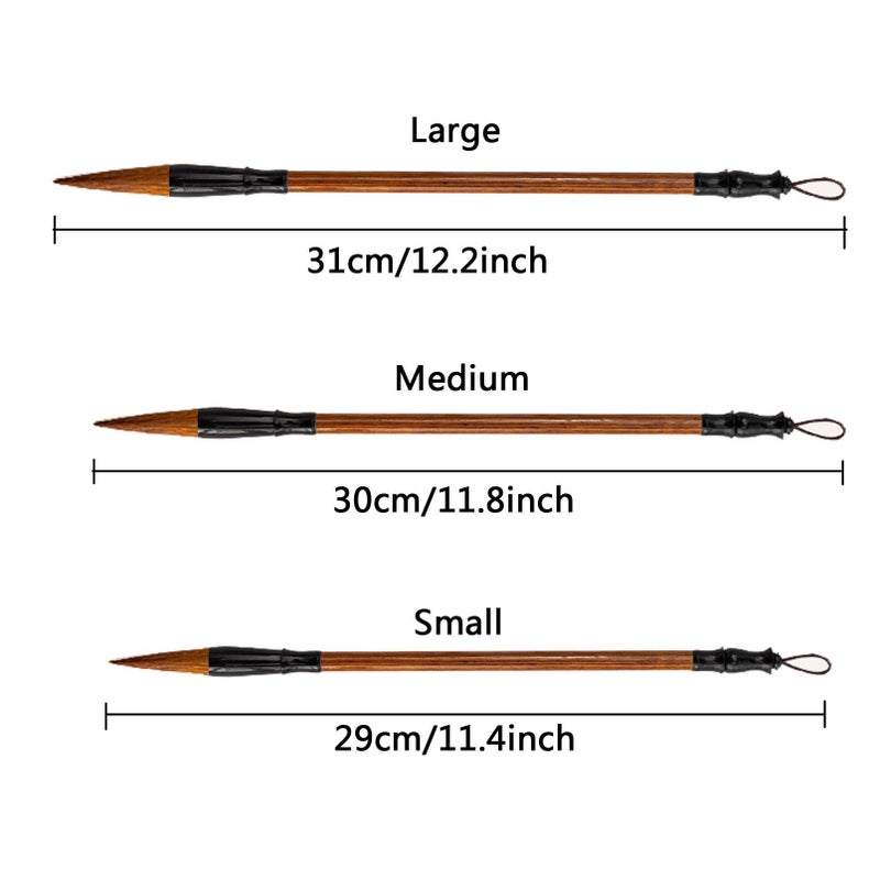 Befiy Chinese Calligraphy Brush, Writing Drawing Watercolor Ink Brushes Hubi Paintingâ€‚Kanji Sumiâ€‚Wolf Bamboo Brushes Set for Professional Beginner (Green) - Image 5